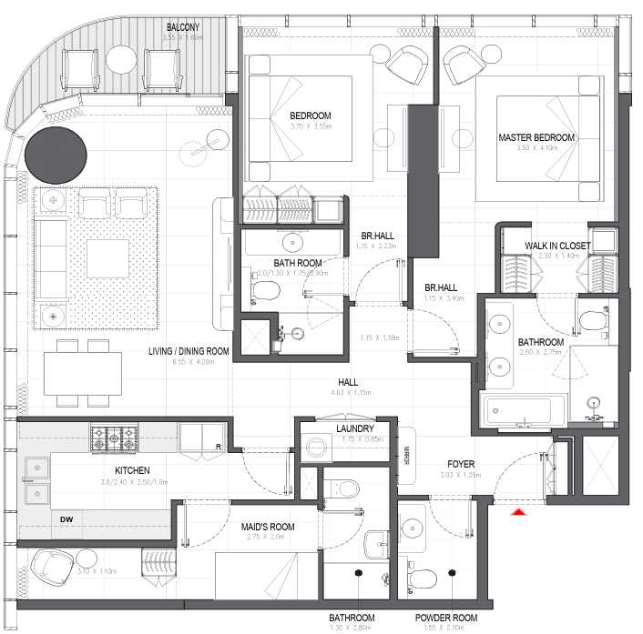 2 Bedroom Floor Plan