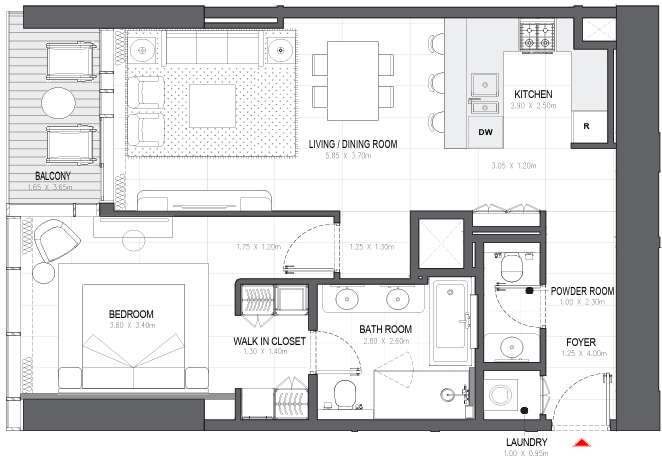 1 Bedroom Floor Plan